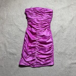 Jessica McClintock Dress Womens 4 Strapless Mini Fuchsia Pink Lined Back Zip